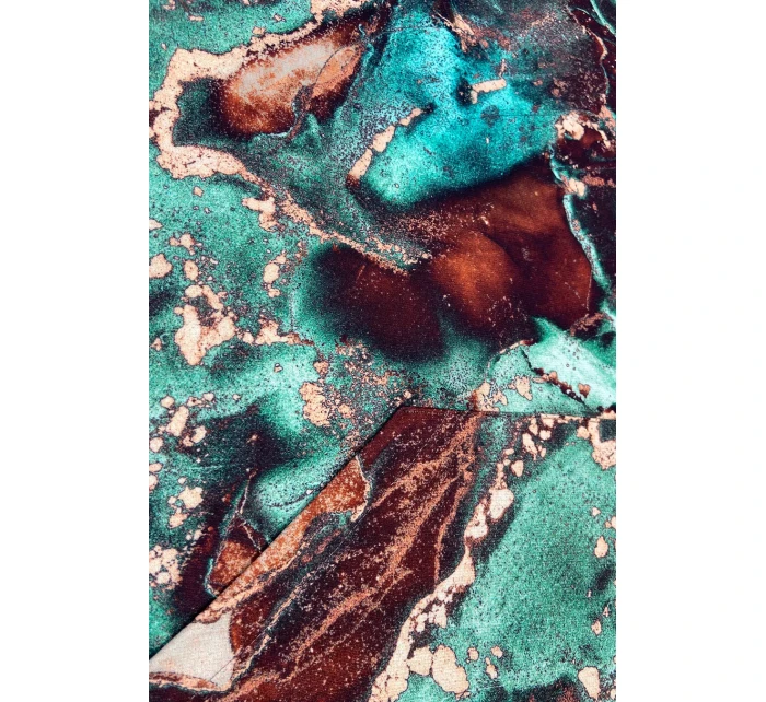 Dámská mikina s tyrkysovo-hnědým mramorovým vzorem a s kapucí 390-2 Dámská mikina s tyrkysovo-hnědým mramorovým vzorem a s kapucí 390-2