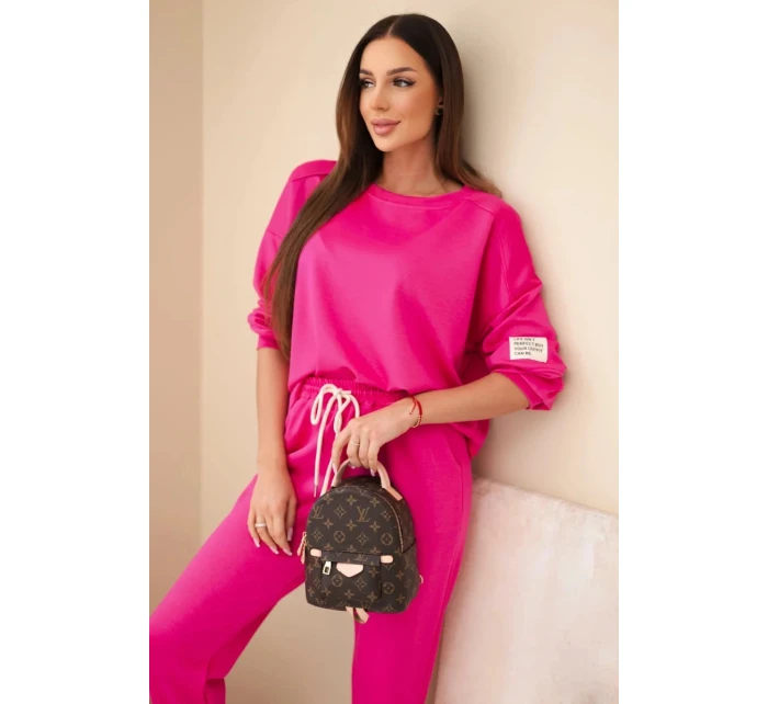 Komplet teplákové + kalhoty máslová látka fuchsie