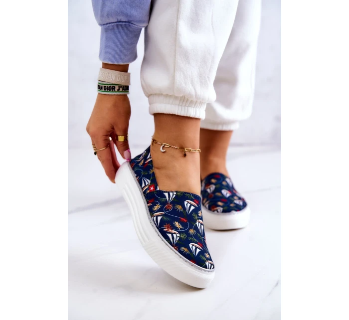 Dámské tenisky nazouvací Memory Foam Big Star JJ276016 Námořnická modrá