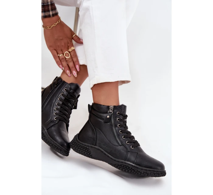 Dámské boty s teplou podšívkou z eko kůže Černé Ulverina