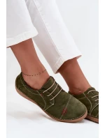 Dámské kožené polobotky s prošitím Artiker – zelené Dámské kožené polobotky s prošitím Artiker – zelené