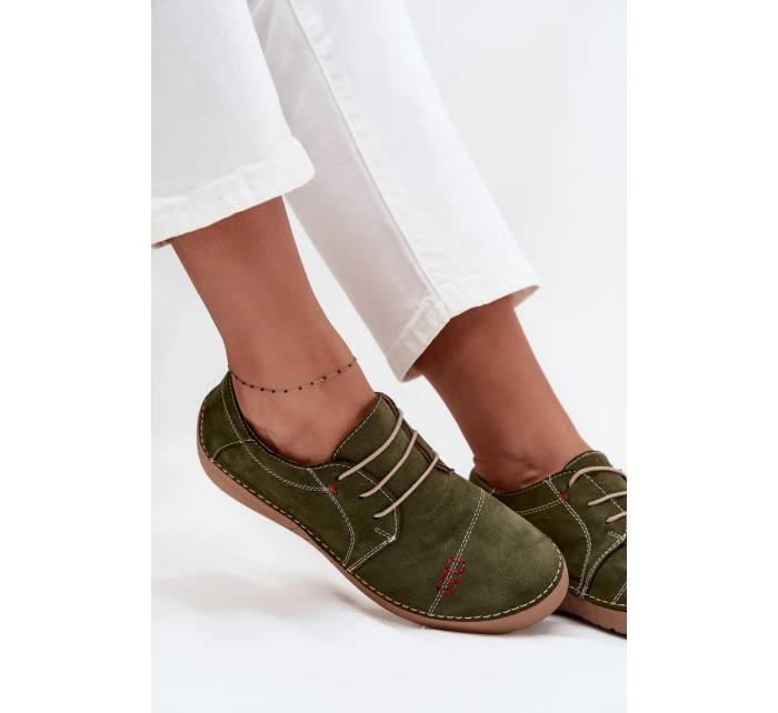 Dámské kožené polobotky s prošitím Artiker – zelené Dámské kožené polobotky s prošitím Artiker – zelené