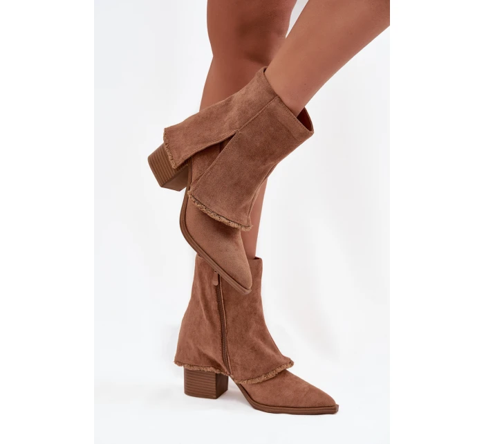 Dámské kotníkové botky na podpatku Idalia – světle hnědé