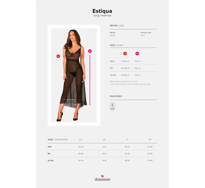 Elegantní košilka Estiqua long chemise - Obsessive