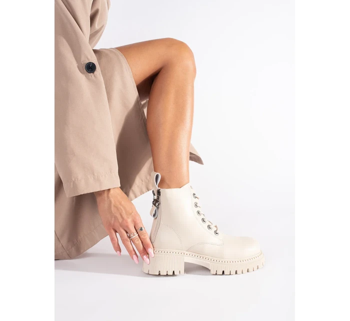 Pohodlné dámské  kotníčkové boty hnědé platforma