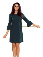 Dámské šaty v lahvově zelené barvě s krajkou na rukávech model 6361560 - numoco