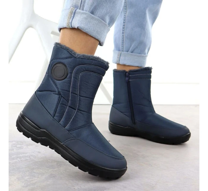 Dámské ploché zateplené sněhule tmavě modré Potocki SU33310 Dámské ploché zateplené sněhule tmavě modré Potocki SU33310