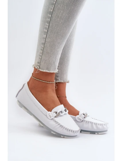 Bílé Dámské Kožené Mokasíny S Ozdobou S.Barski LR339