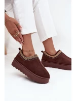 Dámské nízké sněhule Taliah na platformě s vyšíváním – čokoládové Dámské nízké sněhule Taliah na platformě s vyšíváním – čokoládové