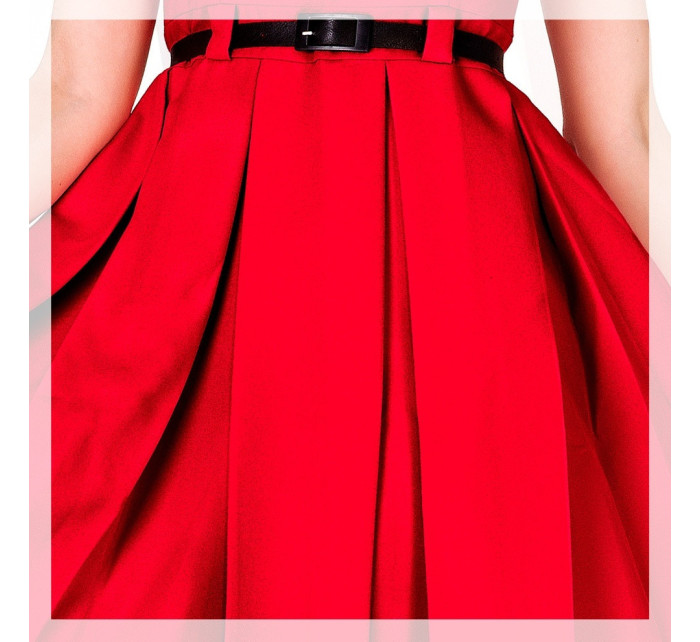 Dámské společenské šaty se a páskem středně dlouhé červené Červená  model 15042335 - numoco
