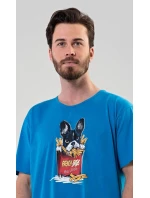 Pánská noční košile Bulldog modrá - Vienetta