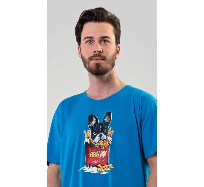 Pánská noční košile Bulldog modrá - Vienetta