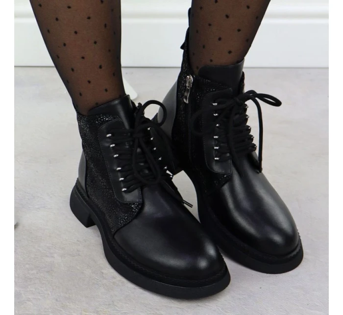 Dámské zateplené kožené boty model 21905677 - S.Barski Dámské zateplené kožené boty model 21905677 - S.Barski