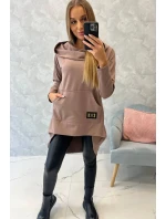 Mikina s dlouhými zády a kapucí mocca