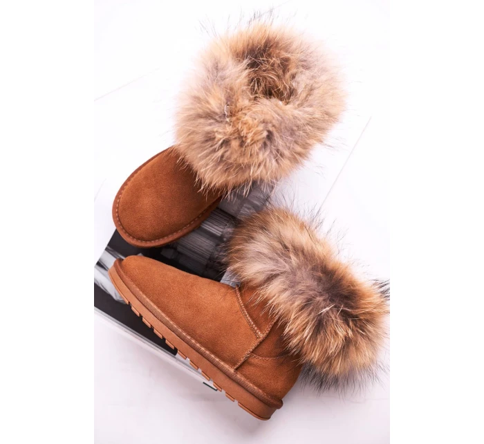 Dámské Kožené Sněhule S Kožešinou Camel model 21540431 - Boto Dámské Kožené Sněhule S Kožešinou Camel model 21540431 - Boto