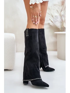 Dámské Kozačky S  Na Podpatku Černé model 21670811 - Boto