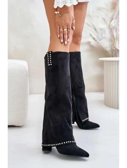 Dámské Kozačky S  Na Podpatku Černé model 21670811 - Boto