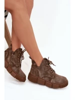 Semišové nízké dámské kotníky na platformě Big Star SS274594 béžové