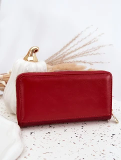 Lakovaný dámský peněženka se zlatým detailem červený Evlinne