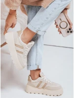 Dámské tenisky s kožešinou na platformě béžové FashionStreet ZY1081