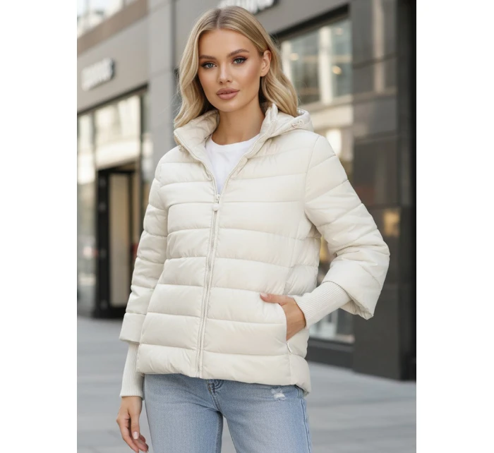 Dámská prošívaná bunda s kapucí bílá FashionStreet ty5355