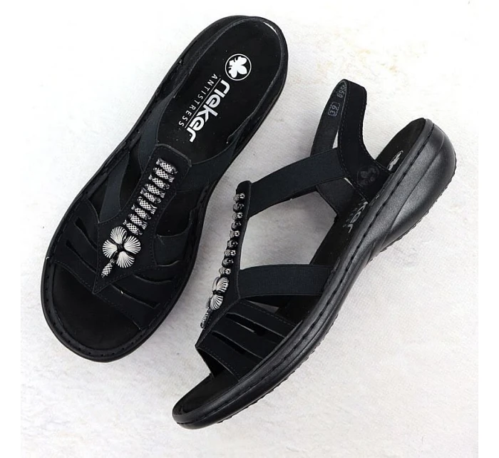 Dámské sandály černé model 22068356 - Rieker Dámské sandály černé model 22068356 - Rieker