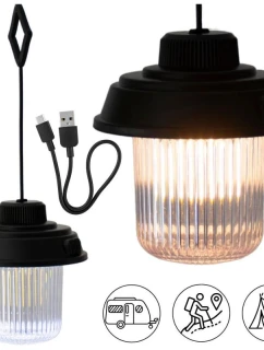 KEMPINKOVÁ LUCERNA USB LAMPA 3 TYPY SVĚTLA REDCLIFFS ČERNÁ
