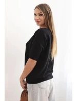Dámský svetr z viskózy s krátkým rukávem černý