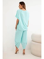 Komplet z viskózy halenka + kalhoty mátový