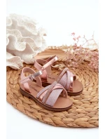 Lesklé Dětské Sandálky Na Suchý Zip Růžové Delphina Lesklé Dětské Sandálky Na Suchý Zip Růžové Delphina