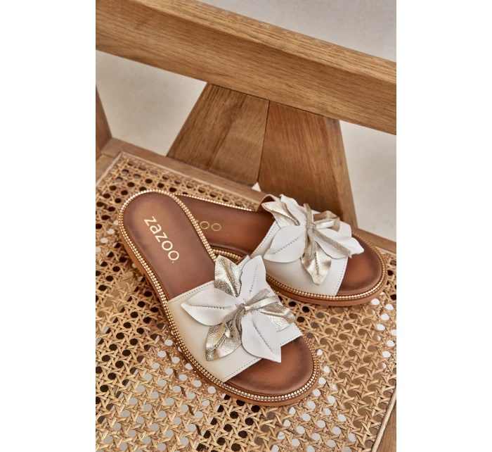 Sandály S Dekorací Přírodní Kůže Zazoo model 21682154 Bílé - Boto