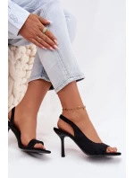 Dámské sandály na podpatku z eko semiše Černé Calvoria
