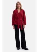 Pletené sako bez s otevřenou přední částí bordó model 21379800 - BeWear