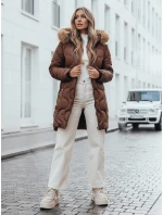 Dámská zimní bunda prošívaná s kapucí hnědá Dstreet model 21990523 - FashionStreet