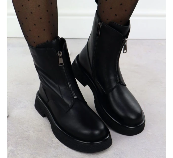 Dámské kožené boty Goe černé SS2N4145 Dámské kožené boty Goe černé SS2N4145