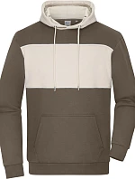 Daiber 8051 Mikina s kapucí "Colour-Block" z bio bavlny 02.8051 muddy brown/sandstone