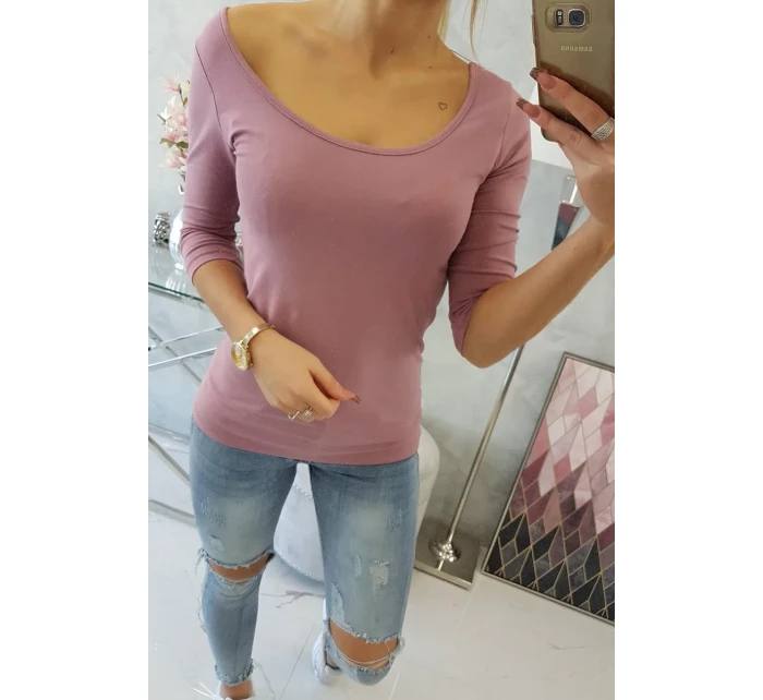 Halenka s kulatým výstřihem tmavě růžová