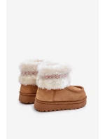 Sněhuláky dětské s kožíškem a vzorem Camel Melefia