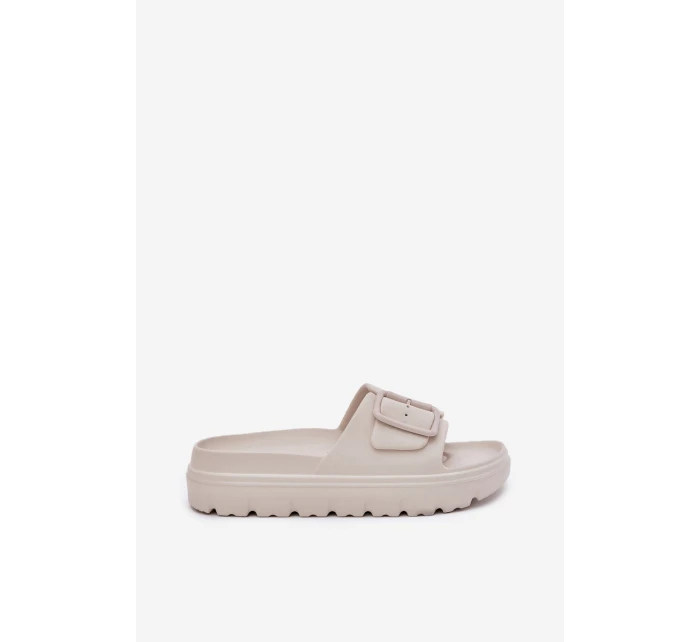 Dámské Pěnové Pantofle Na Platformě S Přezkou Béžové model 21697854 - Boto