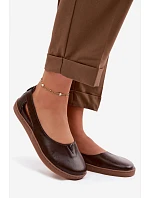 Kožené baleríny Barefoot model 22073665 Čokoládové - Zazoo