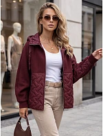 Dámská oversize přechodová bunda s kapucí, bordová, FashionStreet TY5916 Dámská oversize přechodová bunda s kapucí, bordová, FashionStreet TY5916