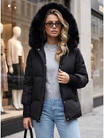 Dámská zimní prošívaná bunda s kapucí, černá, FashionStreet TY6002 Dámská zimní prošívaná bunda s kapucí, černá, FashionStreet TY6002