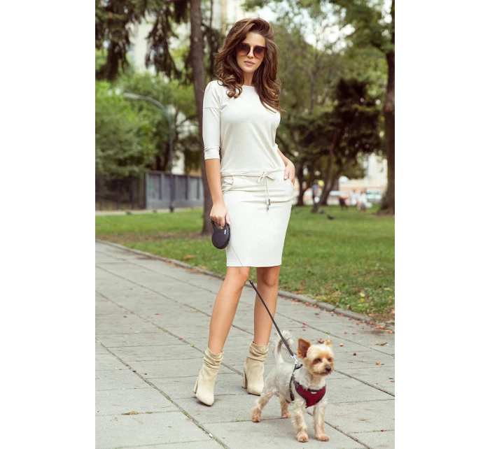 Dámské sportovní šaty v béžové melanžové barvě 13-109