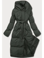 Dámská zimní přeložená obálková bunda v army barvě (5M737-136)