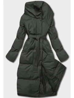 Dámská zimní přeložená obálková bunda v army barvě (5M737-136)