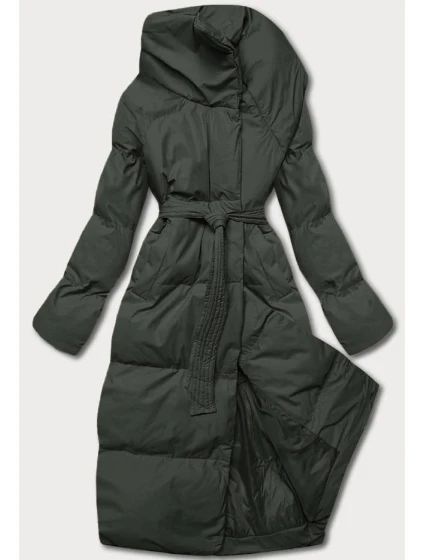 Dámská zimní přeložená obálková bunda v army barvě (5M737-136)