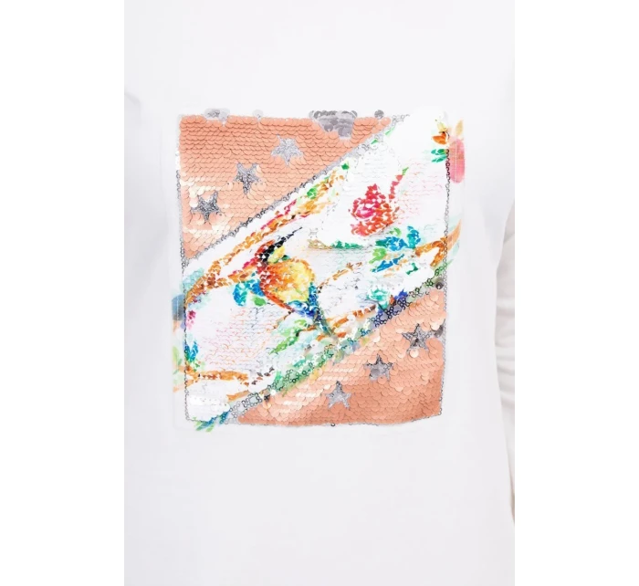 Šaty s 3D grafikou Bird ecru