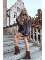 Dámské kotníkové boty na podpatku s třásněmi a zlatými hnědé Damskie model 21757504 - Boto Dámské kotníkové boty na podpatku s třásněmi a zlatými hnědé Damskie model 21757504 - Boto