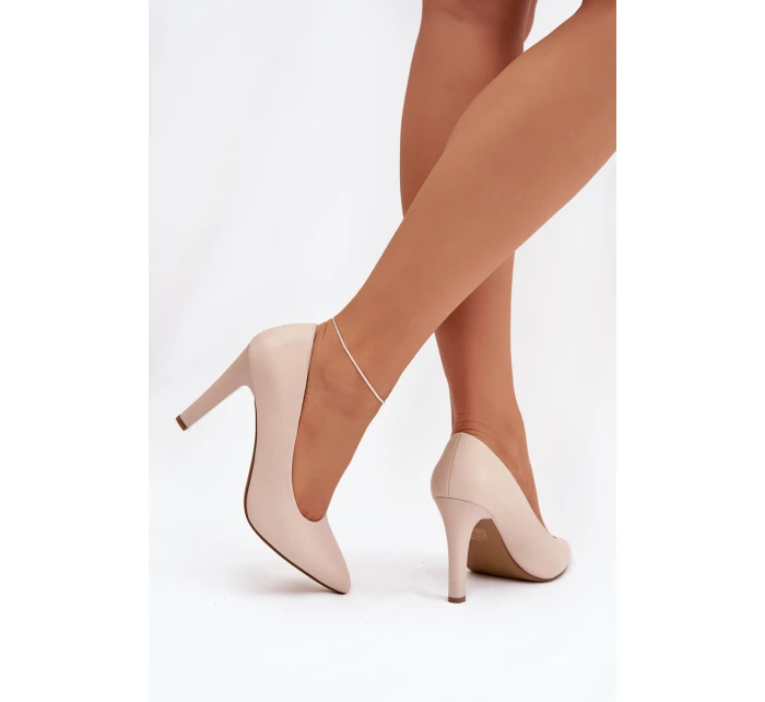 Kožené lodičky Sergio Leone 1446 světle béžové