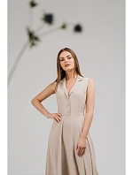S409 Košilové šaty ve fitted střihu - béžové